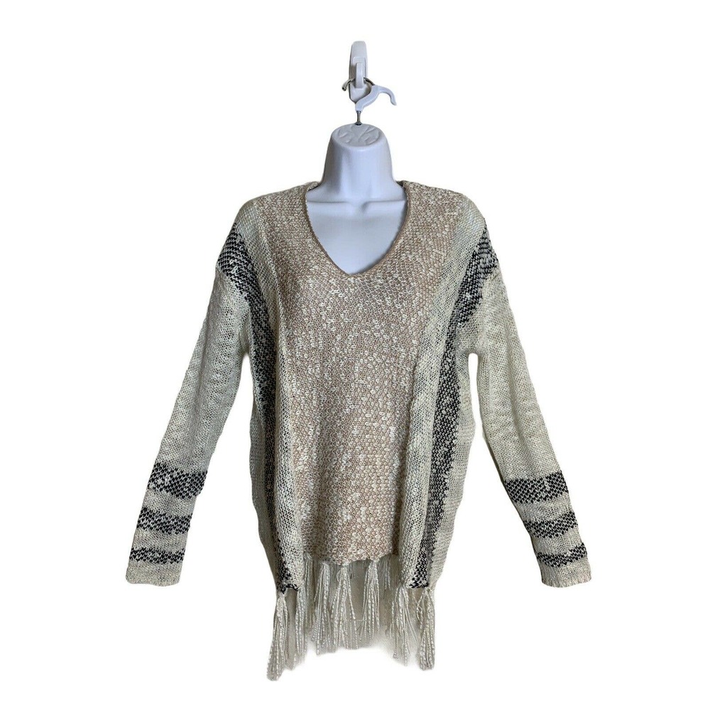 LOVEMARKS  Sweater  Hippie Boho Fringe Tan Sz S